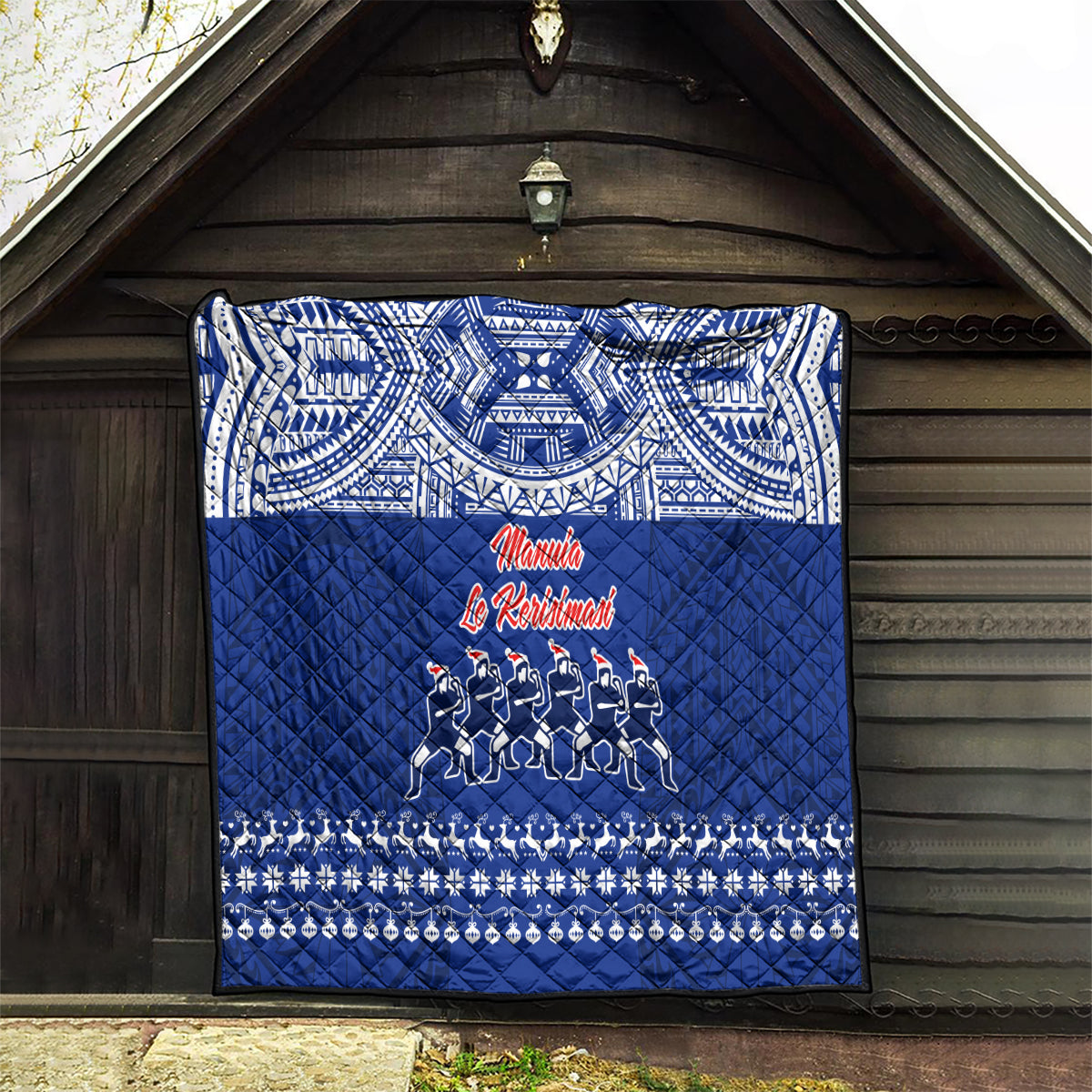 Toa Samoa Christmas Quilt Samoa Siva Tau Manuia Le Kerisimasi Blue Vibe - Wonder Print Shop