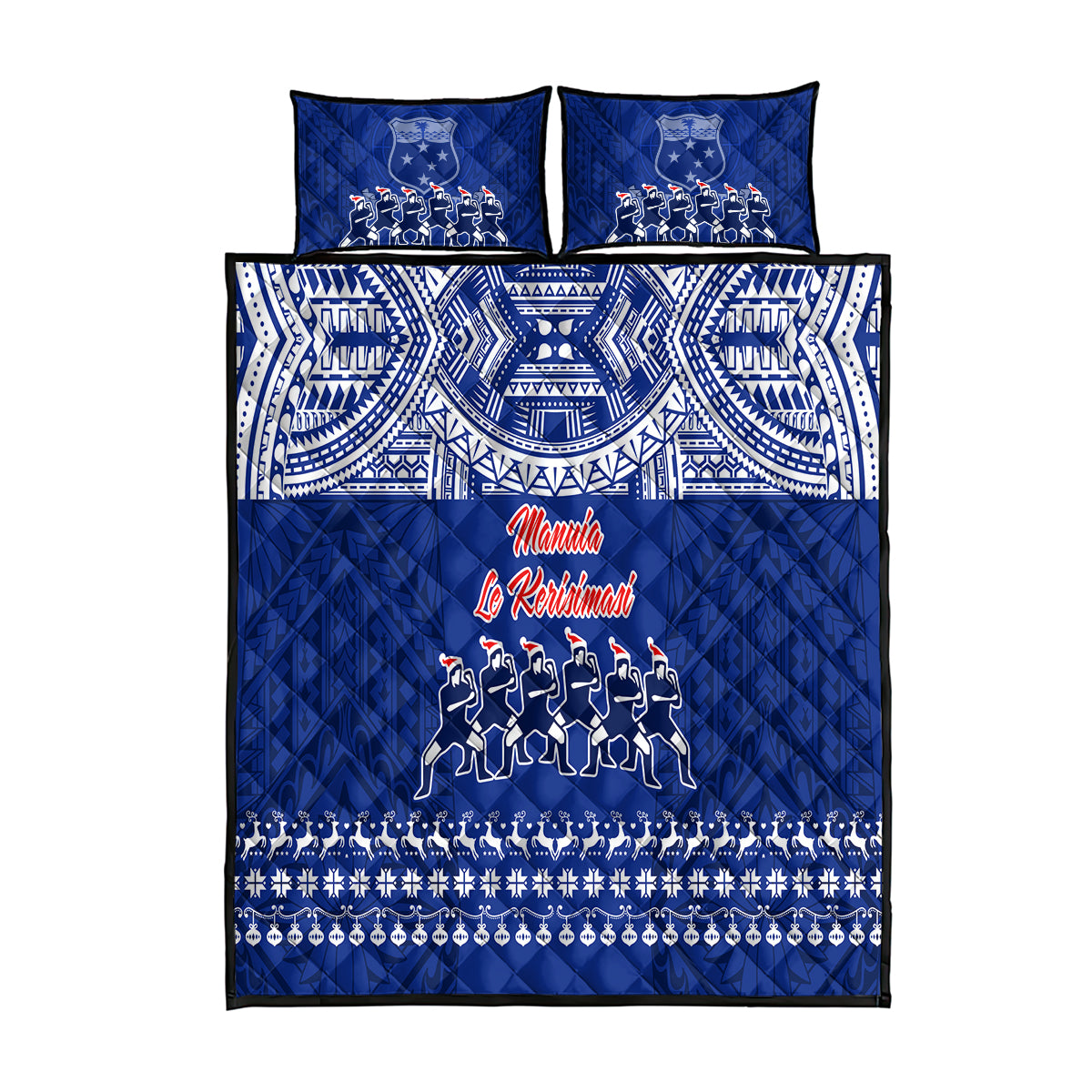 Toa Samoa Christmas Quilt Bed Set Samoa Siva Tau Manuia Le Kerisimasi Blue Vibe - Wonder Print Shop