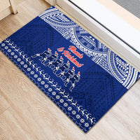 Toa Samoa Christmas Rubber Doormat Samoa Siva Tau Manuia Le Kerisimasi Blue Vibe - Wonder Print Shop