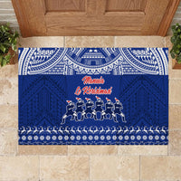 Toa Samoa Christmas Rubber Doormat Samoa Siva Tau Manuia Le Kerisimasi Blue Vibe - Wonder Print Shop