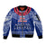 Toa Samoa Christmas Sleeve Zip Bomber Jacket Samoa Siva Tau Manuia Le Kerisimasi Blue Vibe - Wonder Print Shop