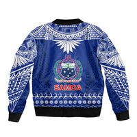 Toa Samoa Christmas Sleeve Zip Bomber Jacket Samoa Siva Tau Manuia Le Kerisimasi Blue Vibe - Wonder Print Shop