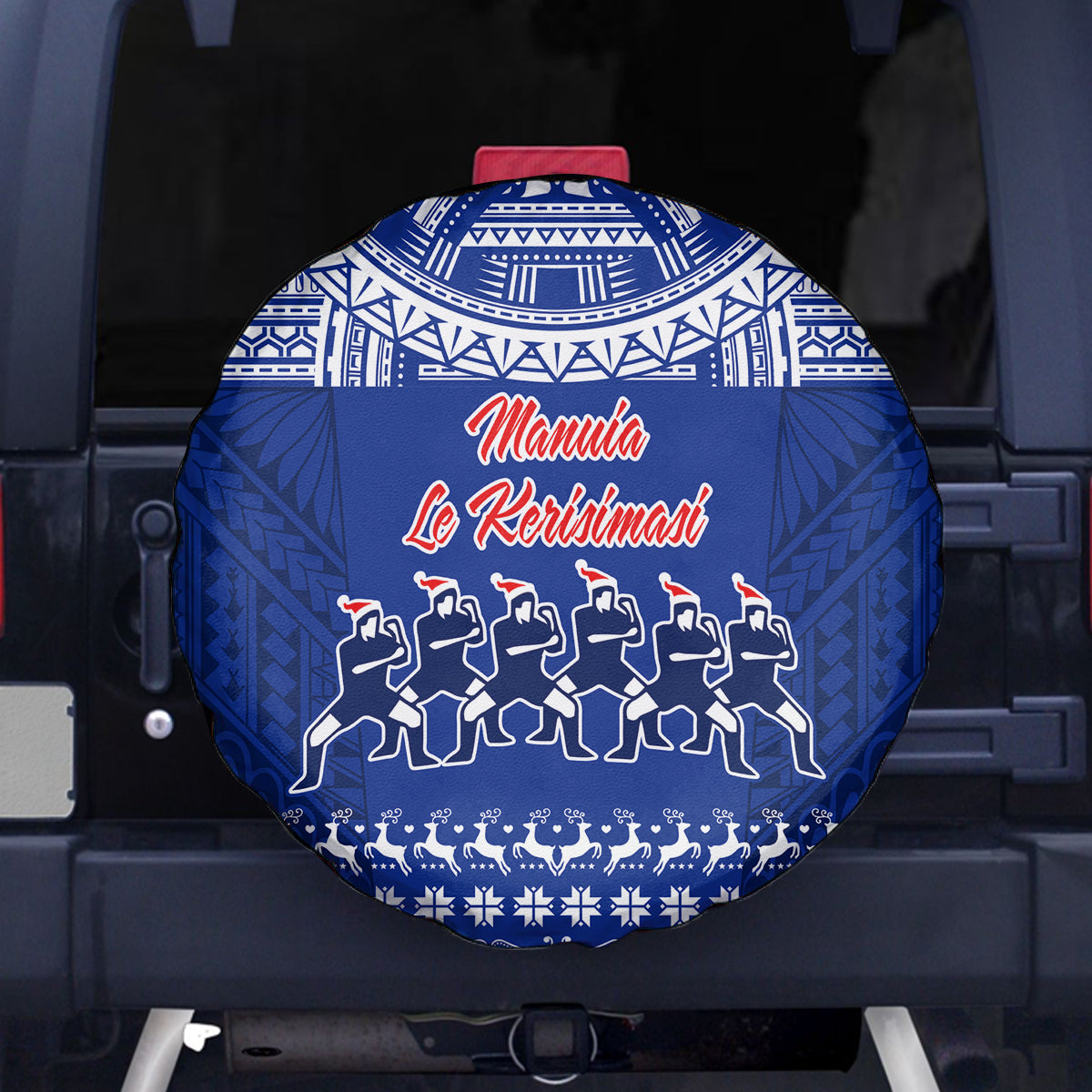 Toa Samoa Christmas Spare Tire Cover Samoa Siva Tau Manuia Le Kerisimasi Blue Vibe - Wonder Print Shop