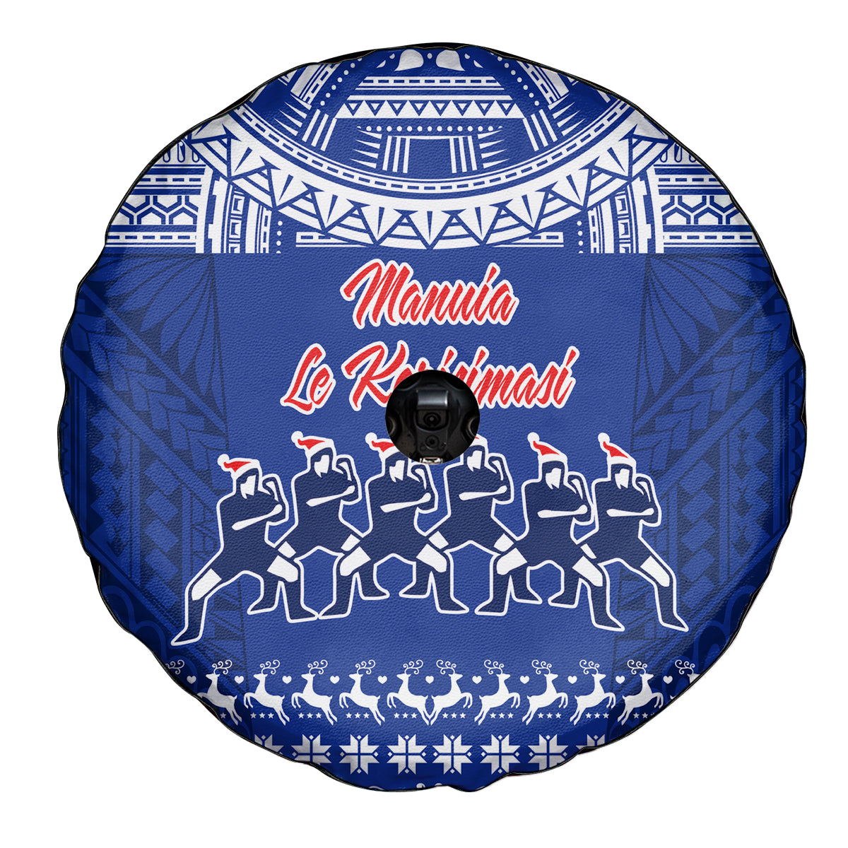 Toa Samoa Christmas Spare Tire Cover Samoa Siva Tau Manuia Le Kerisimasi Blue Vibe - Wonder Print Shop