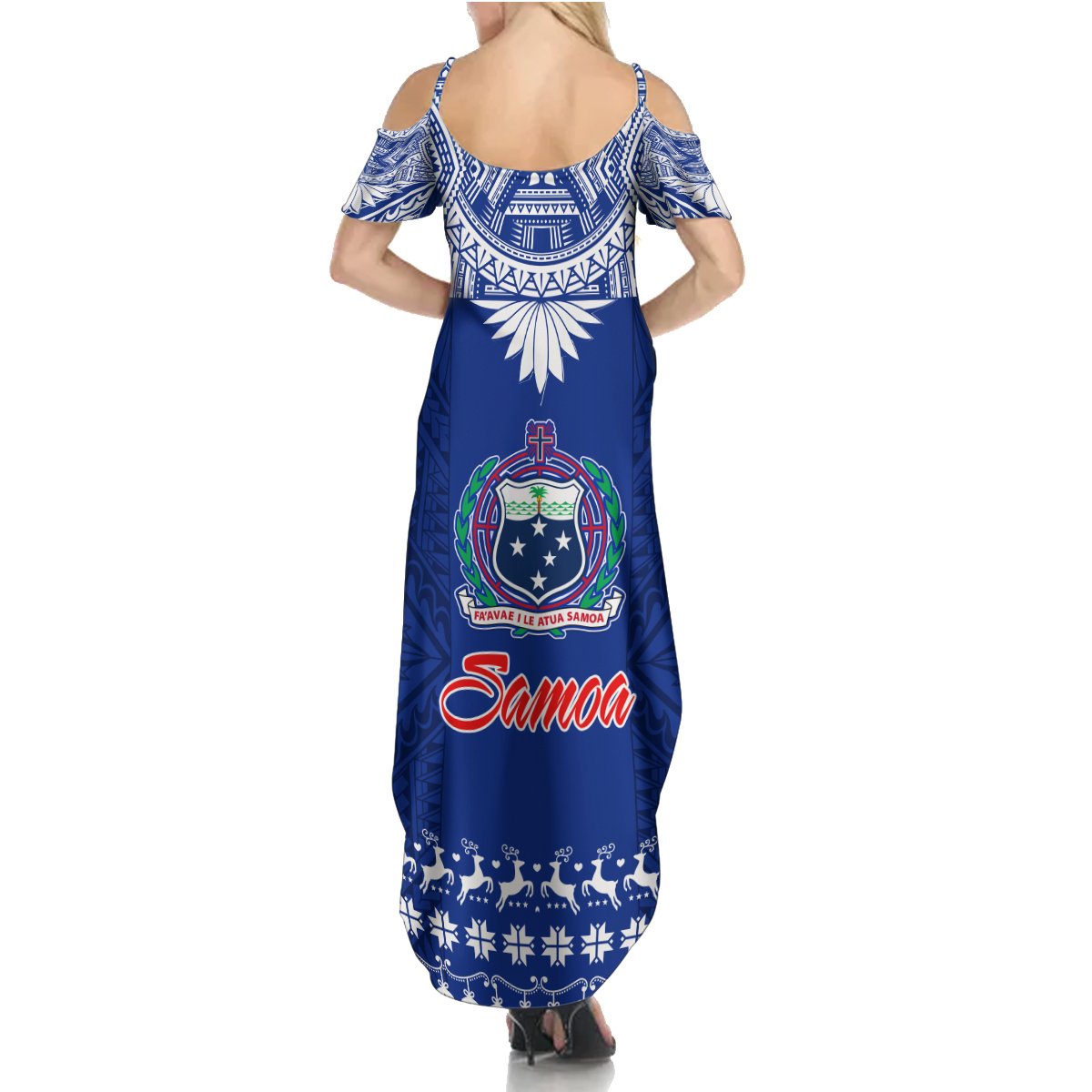 Toa Samoa Christmas Summer Maxi Dress Samoa Siva Tau Manuia Le Kerisimasi Blue Vibe - Wonder Print Shop