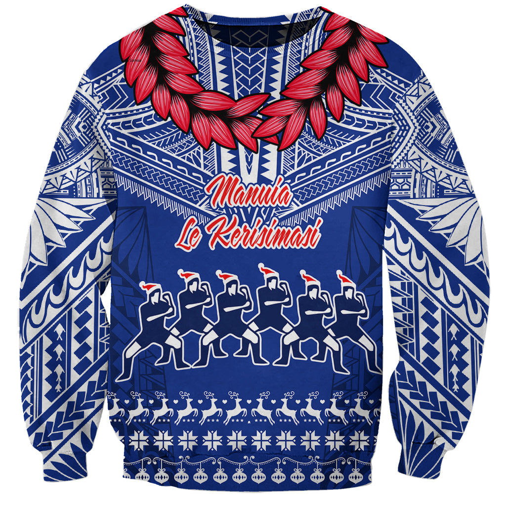 Toa Samoa Christmas Sweatshirt Samoa Siva Tau Manuia Le Kerisimasi Blue Vibe - Wonder Print Shop