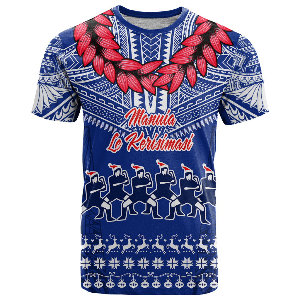 Toa Samoa Christmas T Shirt Samoa Siva Tau Manuia Le Kerisimasi Blue Vibe - Wonder Print Shop