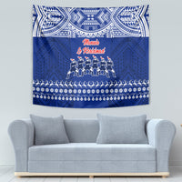 Toa Samoa Christmas Tapestry Samoa Siva Tau Manuia Le Kerisimasi Blue Vibe - Wonder Print Shop