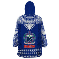 Toa Samoa Christmas Wearable Blanket Hoodie Samoa Siva Tau Manuia Le Kerisimasi Blue Vibe - Wonder Print Shop
