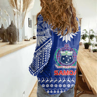 Toa Samoa Christmas Women Casual Shirt Samoa Siva Tau Manuia Le Kerisimasi Blue Vibe - Wonder Print Shop