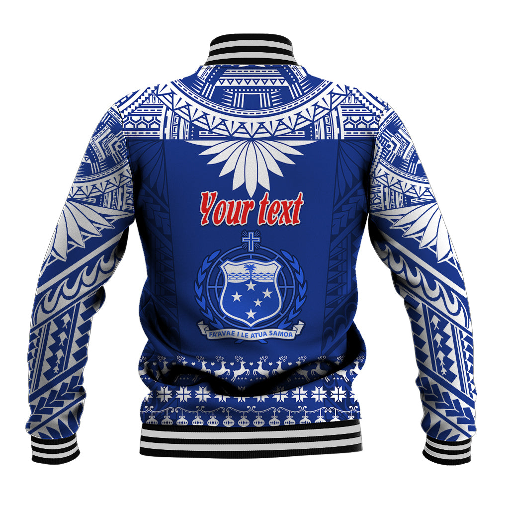 Personalised Toa Samoa Christmas Baseball Jacket Samoa Siva Tau Manuia Le Kerisimasi Blue Vibe LT9 - Wonder Print Shop