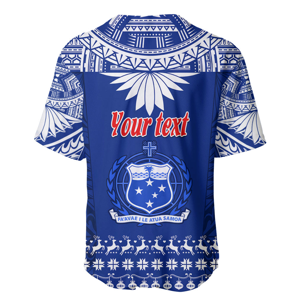 Personalised Toa Samoa Christmas Baseball Jersey Samoa Siva Tau Manuia Le Kerisimasi Blue Vibe LT9 - Wonder Print Shop