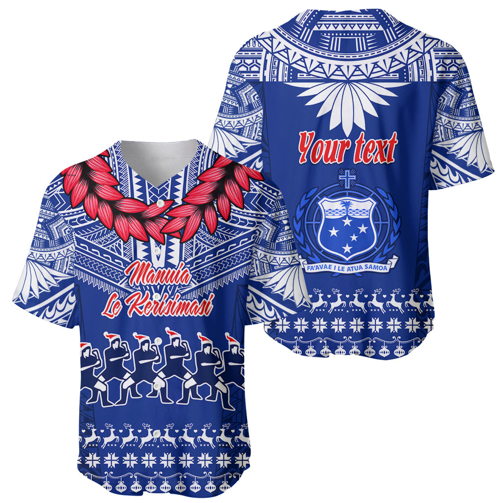 Personalised Toa Samoa Christmas Baseball Jersey Samoa Siva Tau Manuia Le Kerisimasi Blue Vibe LT9 - Wonder Print Shop