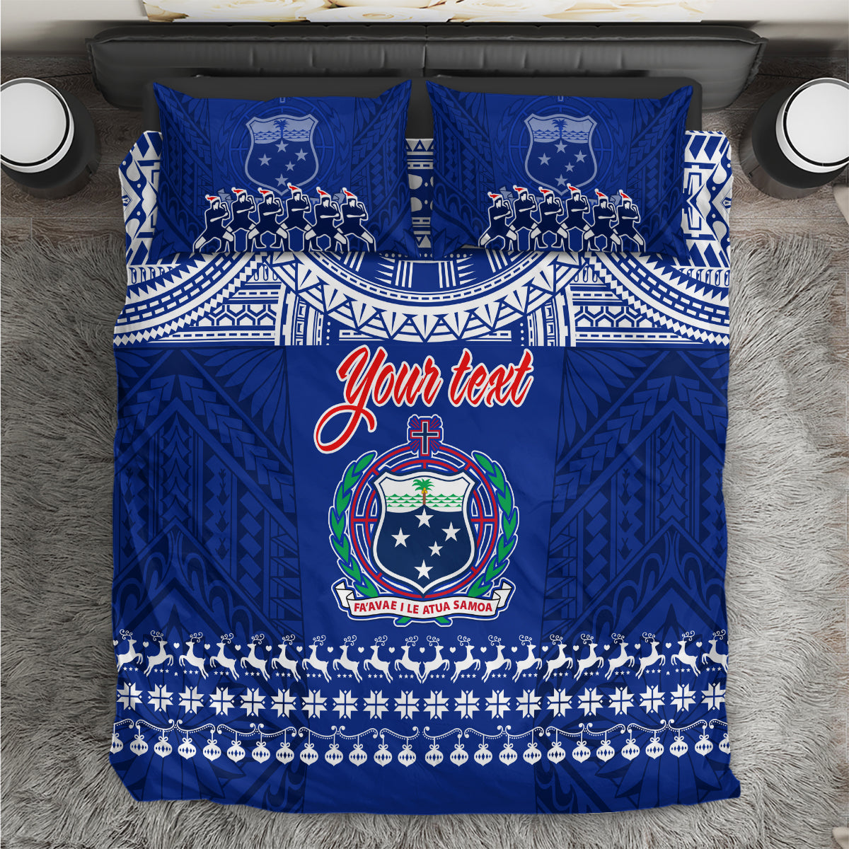 Personalised Toa Samoa Christmas Bedding Set Samoa Siva Tau Manuia Le Kerisimasi Blue Vibe LT9 - Wonder Print Shop