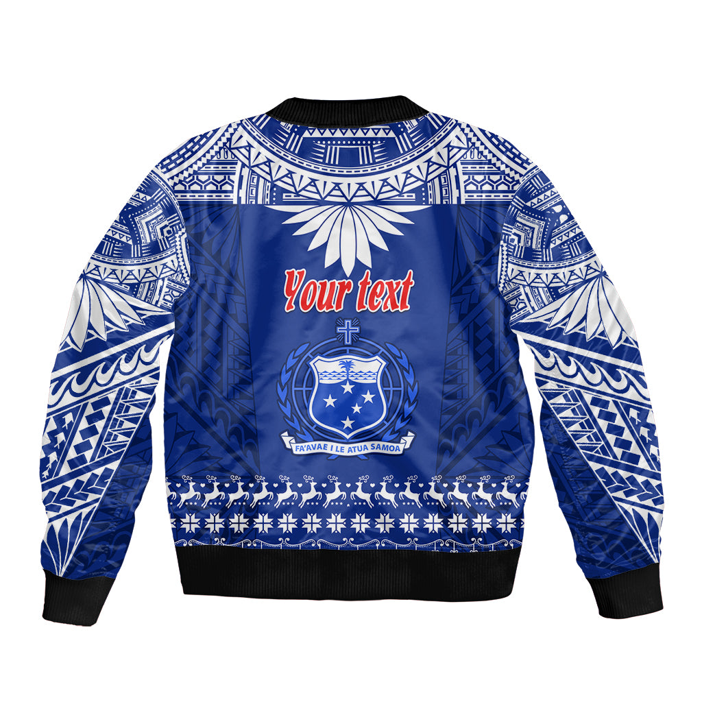 Personalised Toa Samoa Christmas Bomber Jacket Samoa Siva Tau Manuia Le Kerisimasi Blue Vibe LT9 - Wonder Print Shop