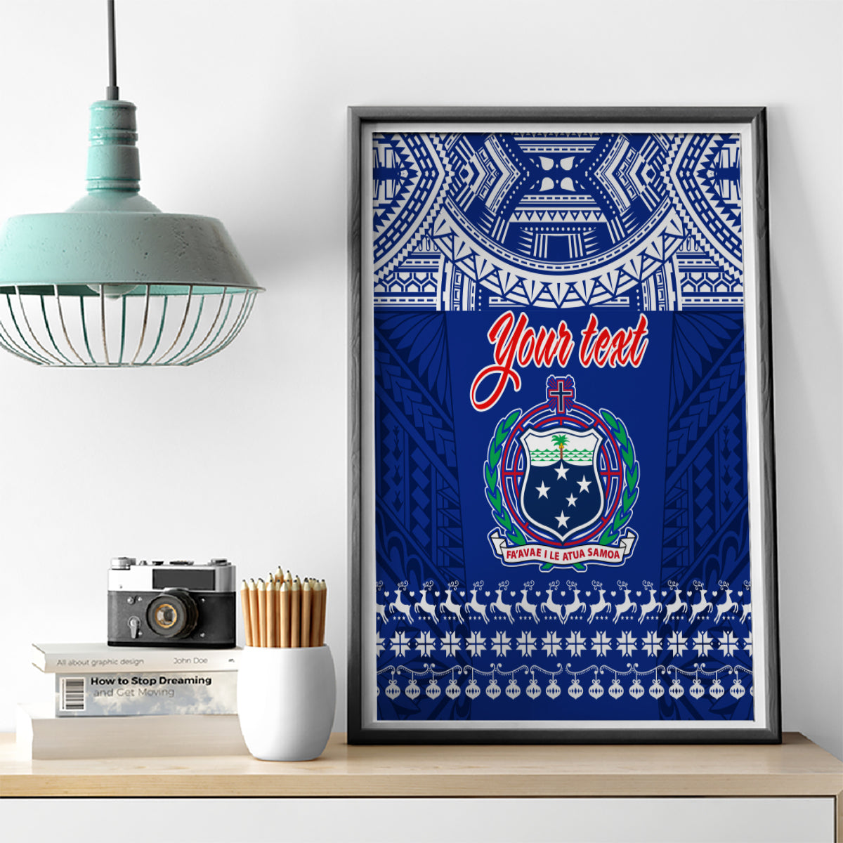 Personalised Toa Samoa Christmas Canvas Wall Art Samoa Siva Tau Manuia Le Kerisimasi Blue Vibe LT9 - Wonder Print Shop