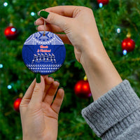 Personalised Toa Samoa Christmas Ceramic Ornament Samoa Siva Tau Manuia Le Kerisimasi Blue Vibe LT9 - Wonder Print Shop
