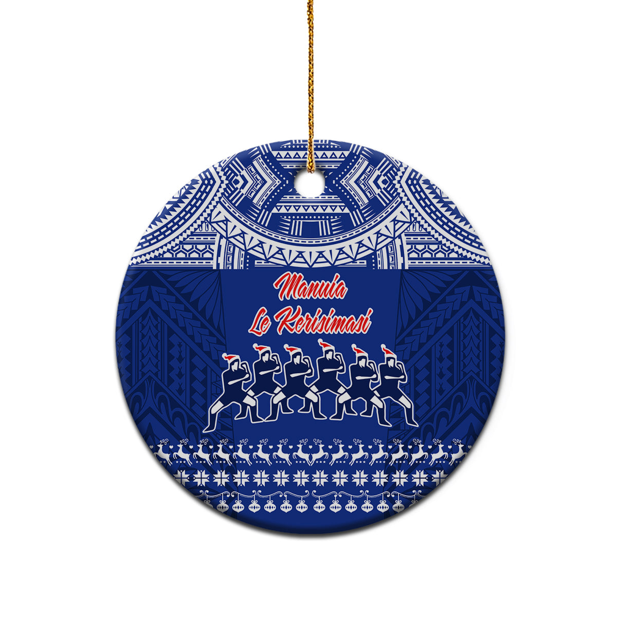 Personalised Toa Samoa Christmas Ceramic Ornament Samoa Siva Tau Manuia Le Kerisimasi Blue Vibe LT9 - Wonder Print Shop