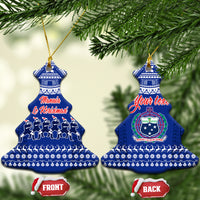 Personalised Toa Samoa Christmas Ceramic Ornament Samoa Siva Tau Manuia Le Kerisimasi Blue Vibe LT9 - Wonder Print Shop