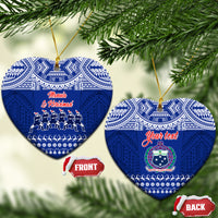 Personalised Toa Samoa Christmas Ceramic Ornament Samoa Siva Tau Manuia Le Kerisimasi Blue Vibe LT9 - Wonder Print Shop