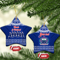Personalised Toa Samoa Christmas Ceramic Ornament Samoa Siva Tau Manuia Le Kerisimasi Blue Vibe LT9 - Wonder Print Shop