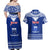 Personalised Toa Samoa Christmas Couples Matching Off Shoulder Maxi Dress and Hawaiian Shirt Samoa Siva Tau Manuia Le Kerisimasi Blue Vibe LT9 - Wonder Print Shop