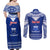 Personalised Toa Samoa Christmas Couples Matching Off Shoulder Maxi Dress and Long Sleeve Button Shirt Samoa Siva Tau Manuia Le Kerisimasi Blue Vibe LT9 - Wonder Print Shop