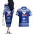 Personalised Toa Samoa Christmas Couples Matching Off The Shoulder Long Sleeve Dress and Hawaiian Shirt Samoa Siva Tau Manuia Le Kerisimasi Blue Vibe LT9 - Wonder Print Shop