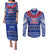 Personalised Toa Samoa Christmas Couples Matching Puletasi Dress and Long Sleeve Button Shirt Samoa Siva Tau Manuia Le Kerisimasi Blue Vibe LT9 - Wonder Print Shop