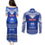 Personalised Toa Samoa Christmas Couples Matching Puletasi Dress and Long Sleeve Button Shirt Samoa Siva Tau Manuia Le Kerisimasi Blue Vibe LT9 - Wonder Print Shop