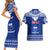 Personalised Toa Samoa Christmas Couples Matching Short Sleeve Bodycon Dress and Hawaiian Shirt Samoa Siva Tau Manuia Le Kerisimasi Blue Vibe LT9 - Wonder Print Shop