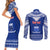 Personalised Toa Samoa Christmas Couples Matching Short Sleeve Bodycon Dress and Long Sleeve Button Shirt Samoa Siva Tau Manuia Le Kerisimasi Blue Vibe LT9 - Wonder Print Shop