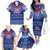 Personalised Toa Samoa Christmas Family Matching Off Shoulder Long Sleeve Dress and Hawaiian Shirt Samoa Siva Tau Manuia Le Kerisimasi Blue Vibe - Wonder Print Shop