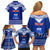 Personalised Toa Samoa Christmas Family Matching Off Shoulder Short Dress and Hawaiian Shirt Samoa Siva Tau Manuia Le Kerisimasi Blue Vibe LT9 - Wonder Print Shop