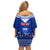 Personalised Toa Samoa Christmas Family Matching Off Shoulder Short Dress and Hawaiian Shirt Samoa Siva Tau Manuia Le Kerisimasi Blue Vibe LT9 - Wonder Print Shop