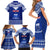 Personalised Toa Samoa Christmas Family Matching Short Sleeve Bodycon Dress and Hawaiian Shirt Samoa Siva Tau Manuia Le Kerisimasi Blue Vibe - Wonder Print Shop