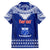 Personalised Toa Samoa Christmas Family Matching Short Sleeve Bodycon Dress and Hawaiian Shirt Samoa Siva Tau Manuia Le Kerisimasi Blue Vibe - Wonder Print Shop