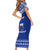 Personalised Toa Samoa Christmas Family Matching Short Sleeve Bodycon Dress and Hawaiian Shirt Samoa Siva Tau Manuia Le Kerisimasi Blue Vibe - Wonder Print Shop
