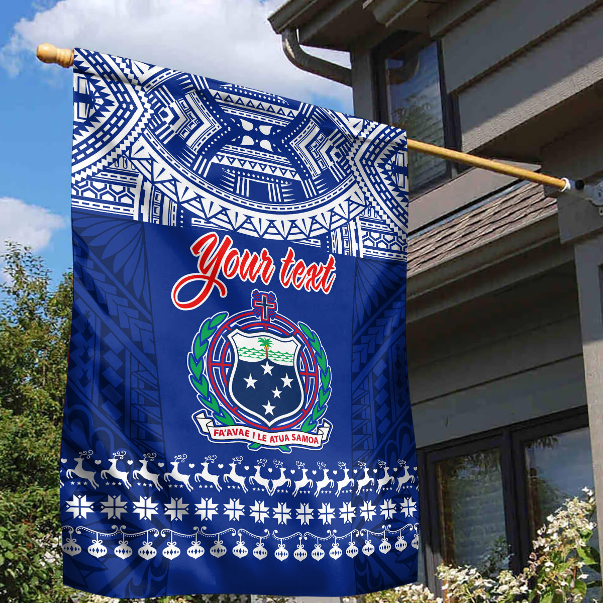 Personalised Toa Samoa Christmas Garden Flag Samoa Siva Tau Manuia Le Kerisimasi Blue Vibe - Wonder Print Shop