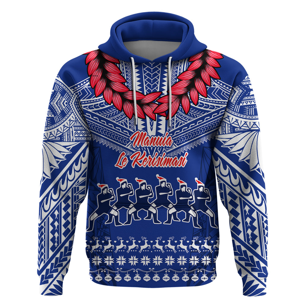 Personalised Toa Samoa Christmas Hoodie Samoa Siva Tau Manuia Le Kerisimasi Blue Vibe - Wonder Print Shop