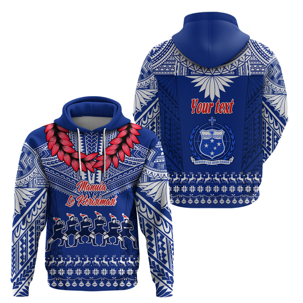 Personalised Toa Samoa Christmas Hoodie Samoa Siva Tau Manuia Le Kerisimasi Blue Vibe - Wonder Print Shop