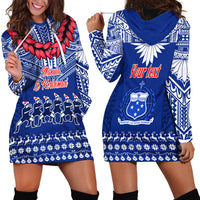 Personalised Toa Samoa Christmas Hoodie Dress Samoa Siva Tau Manuia Le Kerisimasi Blue Vibe - Wonder Print Shop