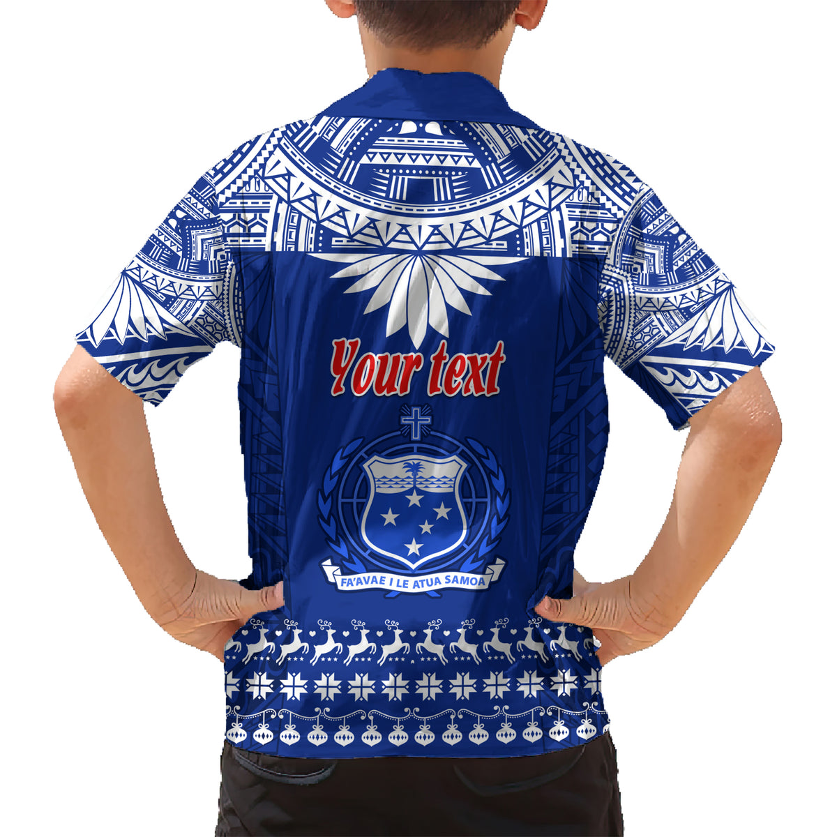 Personalised Toa Samoa Christmas Kid Hawaiian Shirt Samoa Siva Tau Manuia Le Kerisimasi Blue Vibe - Wonder Print Shop