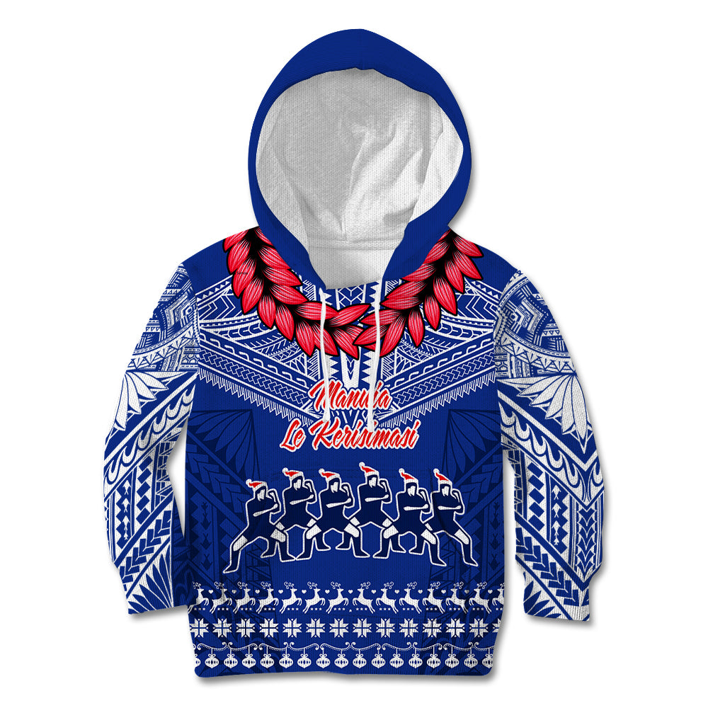 Personalised Toa Samoa Christmas Kid Hoodie Samoa Siva Tau Manuia Le Kerisimasi Blue Vibe - Wonder Print Shop