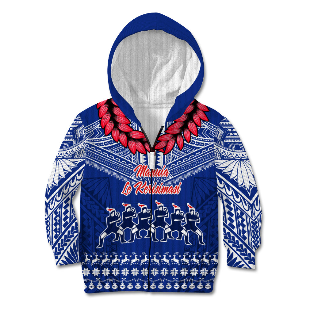 Personalised Toa Samoa Christmas Kid Hoodie Samoa Siva Tau Manuia Le Kerisimasi Blue Vibe - Wonder Print Shop