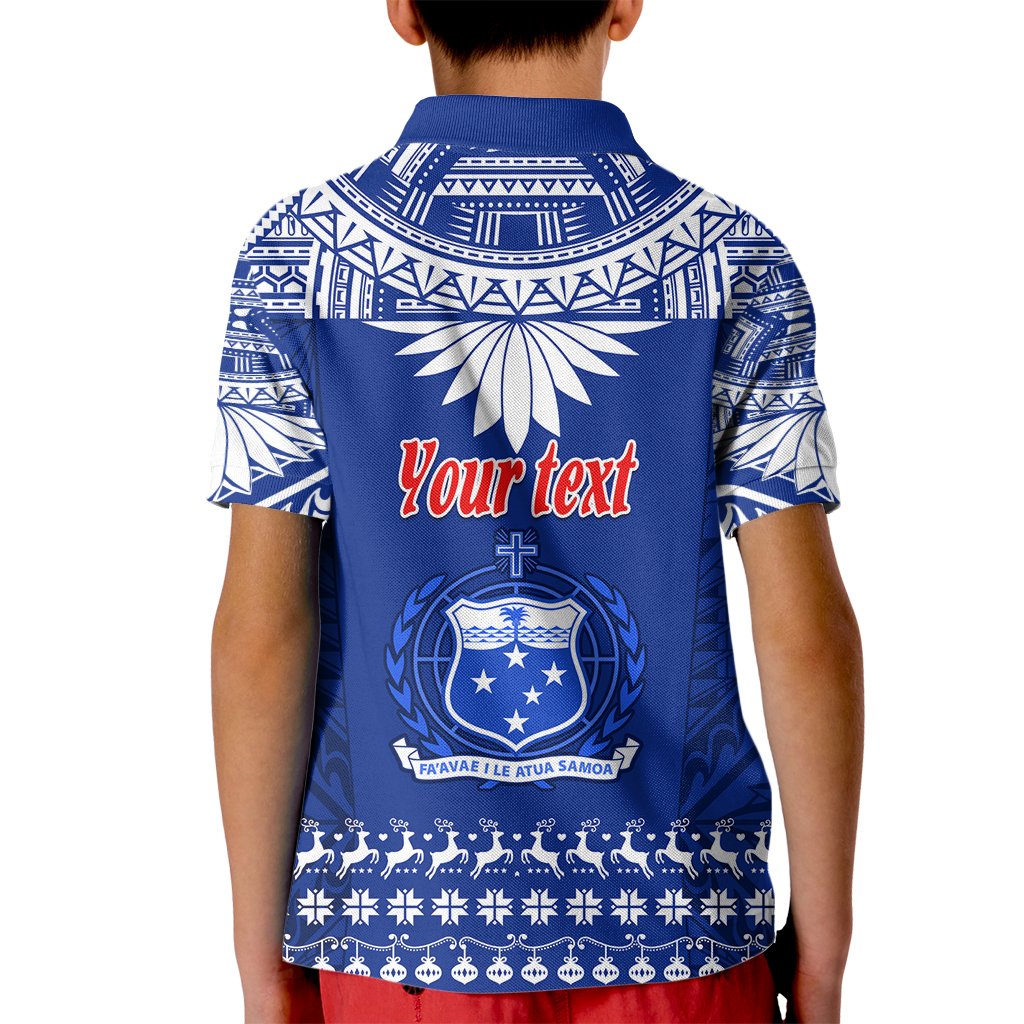 Personalised Toa Samoa Christmas Kid Polo Shirt Samoa Siva Tau Manuia Le Kerisimasi Blue Vibe - Wonder Print Shop