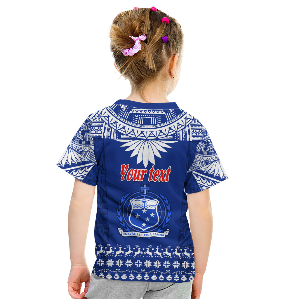 Personalised Toa Samoa Christmas Kid T Shirt Samoa Siva Tau Manuia Le Kerisimasi Blue Vibe - Wonder Print Shop