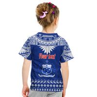 Personalised Toa Samoa Christmas Kid T Shirt Samoa Siva Tau Manuia Le Kerisimasi Blue Vibe - Wonder Print Shop