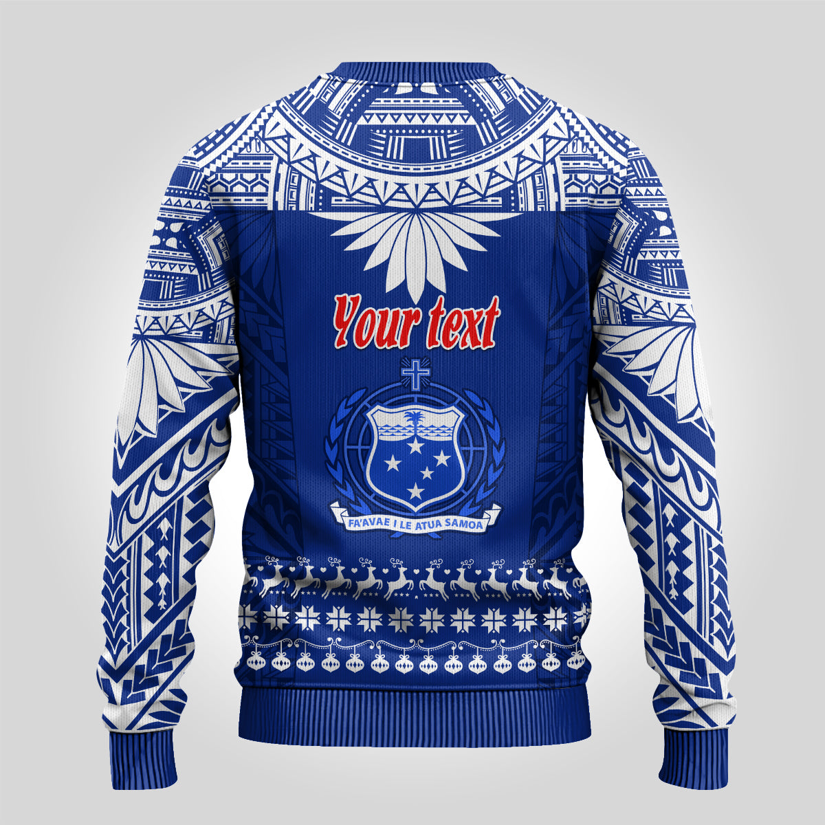 Personalised Toa Samoa Christmas Ugly Christmas Sweater Samoa Siva Tau Manuia Le Kerisimasi Blue Vibe - Wonder Print Shop