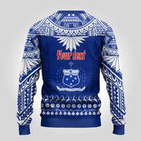 Personalised Toa Samoa Christmas Ugly Christmas Sweater Samoa Siva Tau Manuia Le Kerisimasi Blue Vibe - Wonder Print Shop